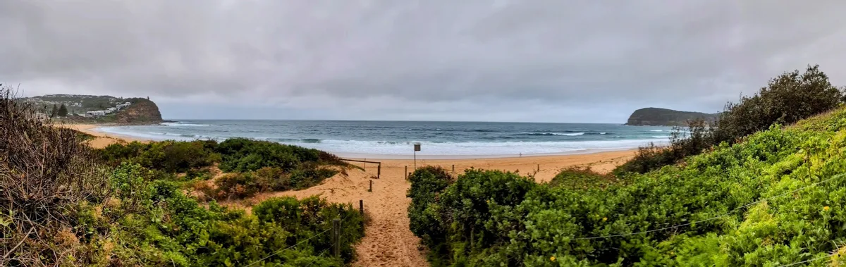 Panoramic view of Copacabana Beach from the dune path